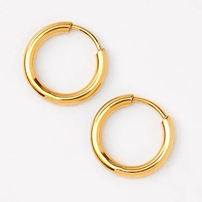 C LUXE by Claire's Gold-tone Titanium 10mm Tube Hoop Earrings