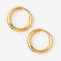 C LUXE by Claire's Gold-tone Titanium 10mm Tube Hoop Earrings