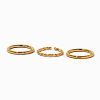 18G 18k Gold Plated Titanium Braided & Smooth Nose Hoop Rings - 3 Pack