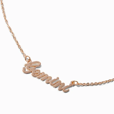 Gold-tone Script Zodiac Pendant Necklace - Gemini 
