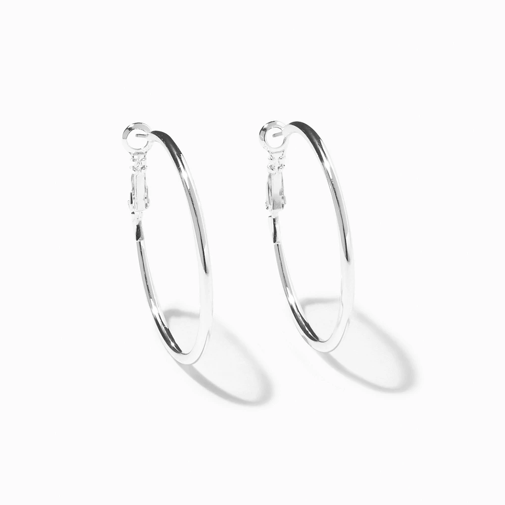 Silver-tone 40mm Hoop Earrings