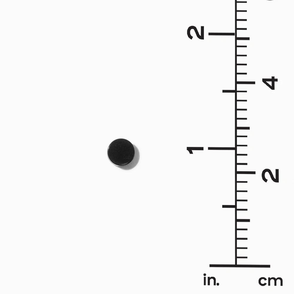C LUXE by Claire's Silver-tone Titanium 6mm Black Disc Stud Earrings
