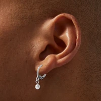 Silver-tone Pearl Hoop Earring Stack - 3 Pack 