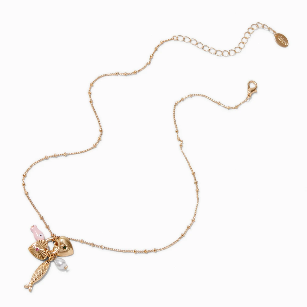 Gold-tone Fish Toggle Charm Pendant Necklace