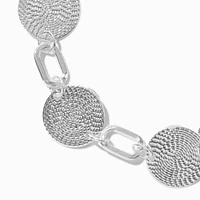 Silver-tone Textured Disc Chain Bracelet
