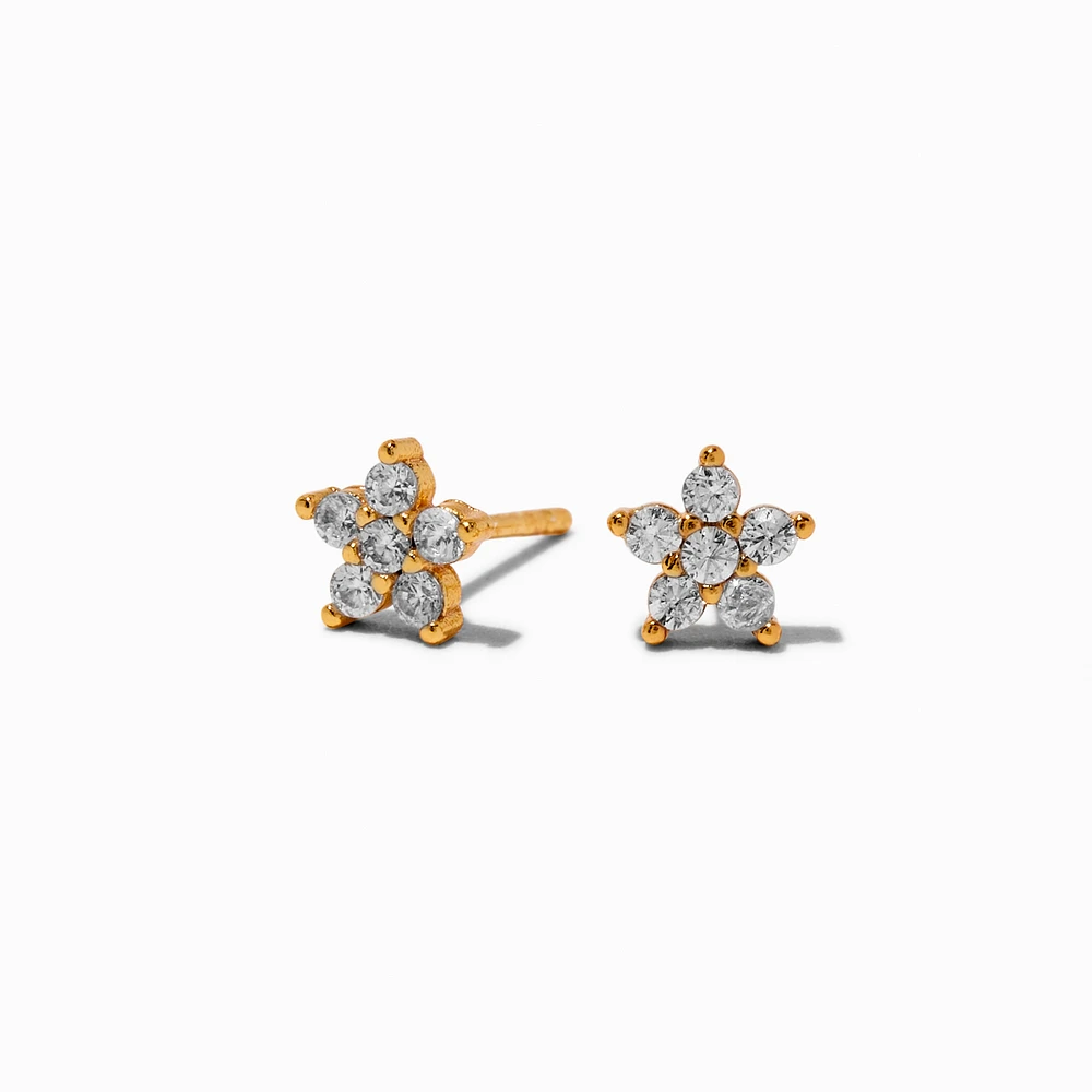 C LUXE by Claire's 18kt Gold Plated Cubic Zirconia Flower Stud Earrings