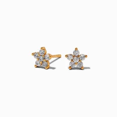C LUXE by Claire's 18kt Gold Plated Cubic Zirconia Flower Stud Earrings