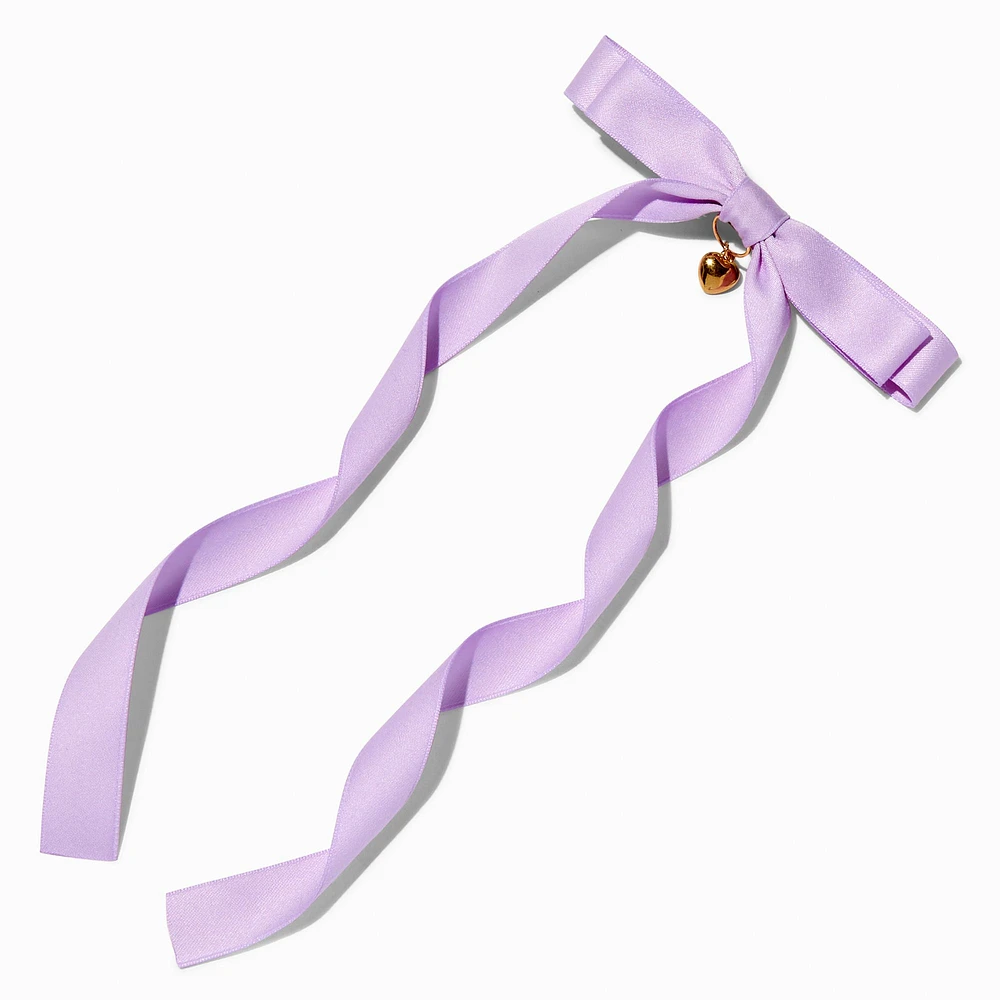 T H E M E x Claire's Long Tail Gold-tone Heart Charm Hair Bow Clip
