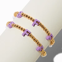 Best Friends Gold-tone Beaded Letter Charm Stretch Bracelets - 2 Pack