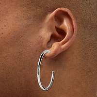 Silver-tone 40mm Tubular Hoop Earrings