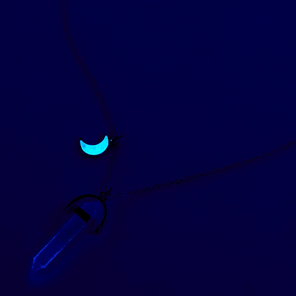 Blue Moon Glow in the Dark Mystical Gem Pendant Necklace