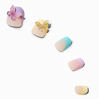 Pastel Butterfly 3D Coffin Press On Vegan Faux Nail Set - 24 Pack
