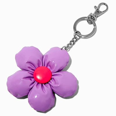Purple Daisy Puffy Keychain