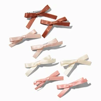 Boho Mini Hair Bow Clips - 8 Pack