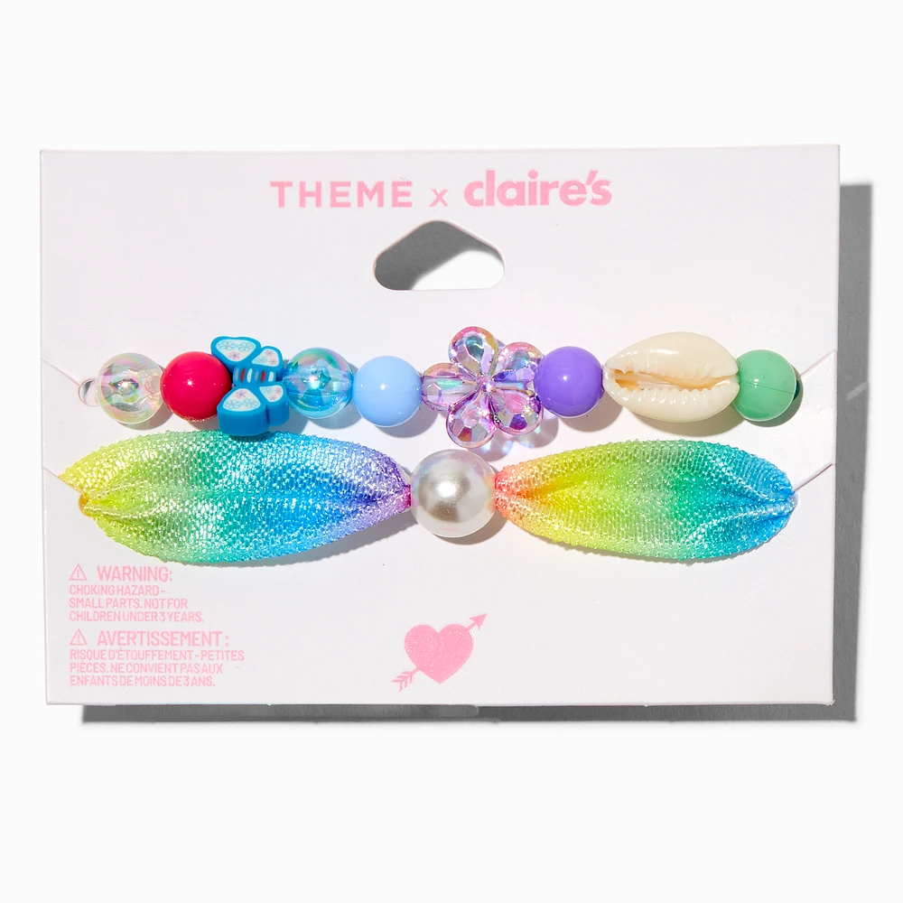T H E M E x Claire's Beaded Mixed Media Bracelet Set - 2 Pack