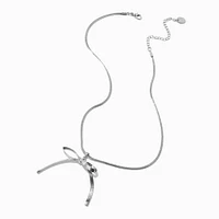 Silver-tone Snake Chain Bow Necklace 