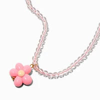 Claire's Club Pink Puffy Flower Pendant Necklace