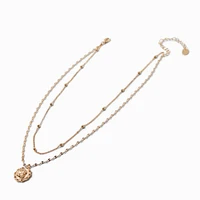 Gold-tone Cherub Medallion Multi-Strand Necklace