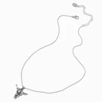 Silver-tone Cowgirl Longhorn Pendant Necklace