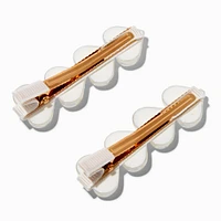 White Puffy Heart Hair Clips - 2 Pack