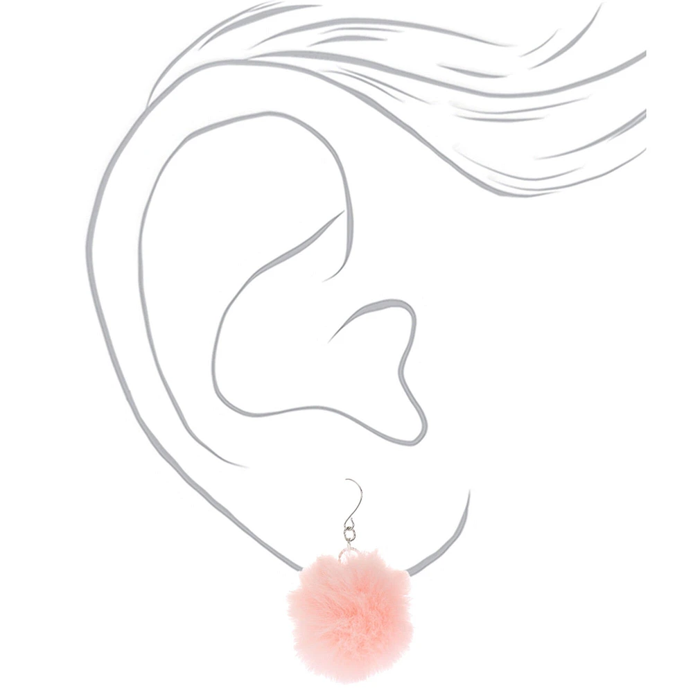 Light Pink Pom Pom 1.5" Drop Earrings