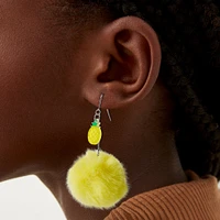 Pineapple Pom Pom 2" Drop Earrings