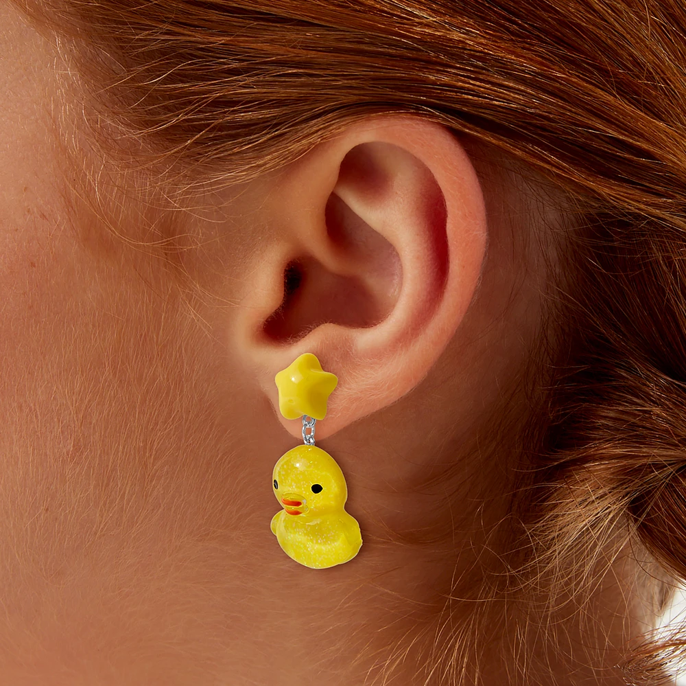 Puffy Rubber Duck Drop Earrings