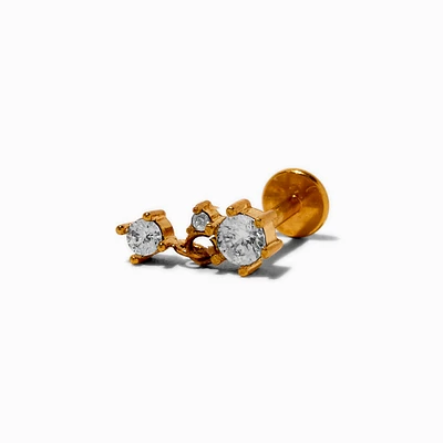 Gold-tone Stainless Steel Cubic Zirconia 18G Triple Dangling Threadless Helix Earring