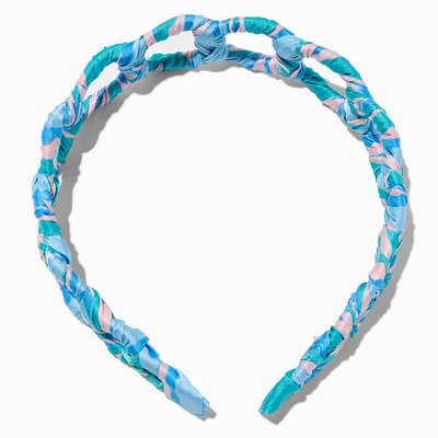 Blue & Pink Wrapped Fabric-Covered Headband