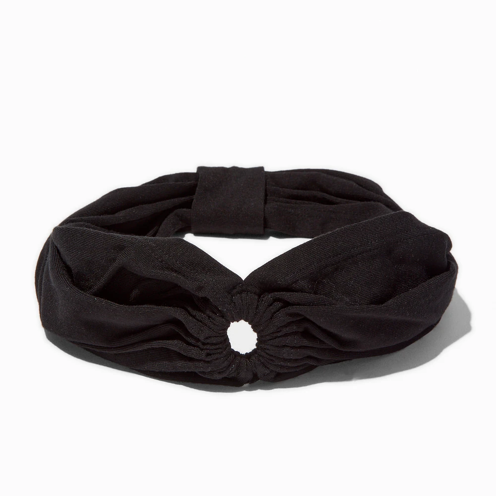 Black Ruched Keyhole Headwrap