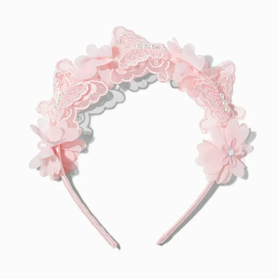 Claire's Club Special Occasion Pink Butterfly & Floral Headband