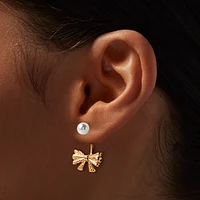 Pearl & Bow Front & Back Earrings