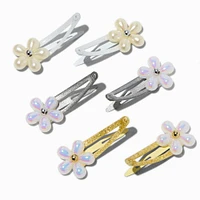 Claire's Club Pearl Flower Snap Hair Clips - 6 Pack