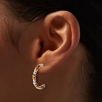 Gold-tone Pearl & Crosses Stackables Earring Set - 9 Pack