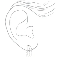 Silver-tone 15mm Thin Triple Hoop Earrings