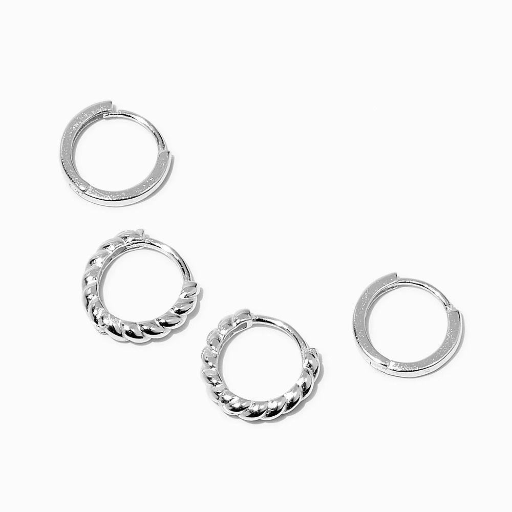 C LUXE by Claire's Sterling Silver 8mm & 10mm Twisted Hoop Earrings - 2 Pack
