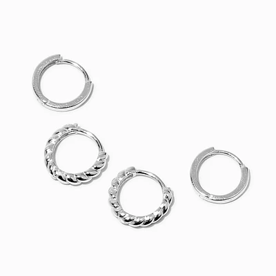 C LUXE by Claire's Sterling Silver 8mm & 10mm Twisted Hoop Earrings - 2 Pack