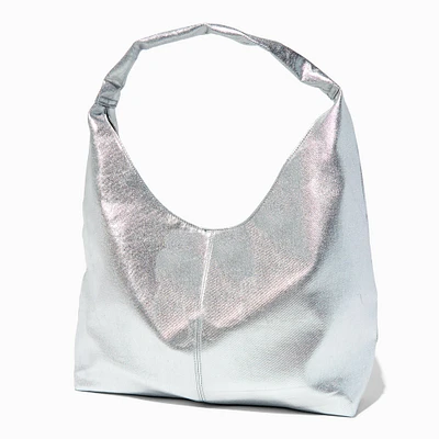 Silver Slouchy Tote Bag