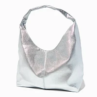 Silver Slouchy Tote Bag