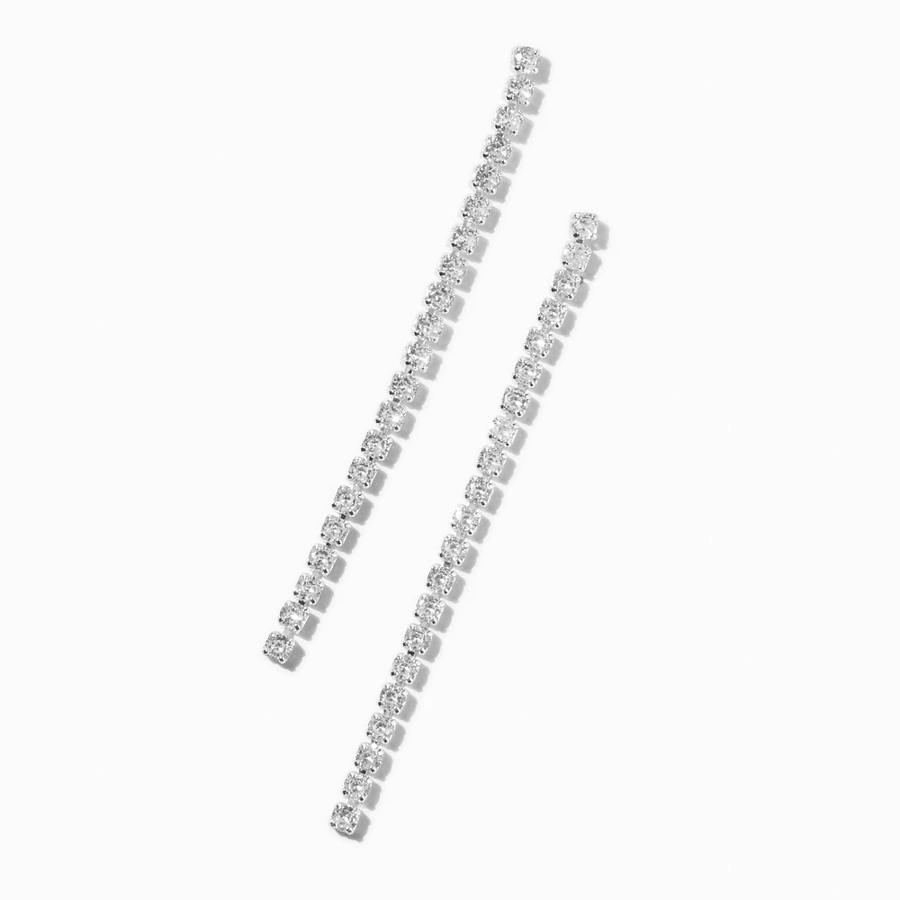 Cubic Zirconia Column 3" Linear Drop Earrings