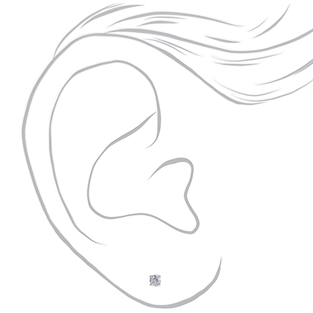 C LUXE by Claire's Sterling Silver Cubic Zirconia 3mm Round Stud Earrings