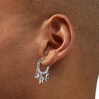Silver-tone Charm 16mm Clicker Hoop Earrings