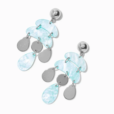 Light Blue Abstract Chandelier Drop Earrings