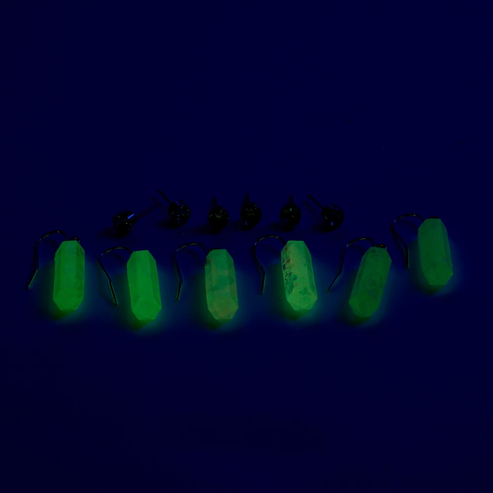 Glow the Dark Mystical Gem Earrings Set - 6 Pack