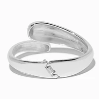 Thick Silver-tone Molten Bangle Bracelet