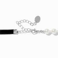 Pearl & Black Velvet Bow Choker Necklace
