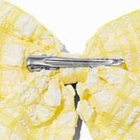 Yellow Puffy Gingham Hair Bow Clip