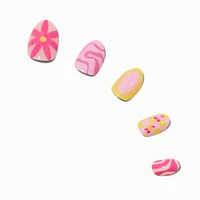 Cherry & Daisy Swirl Stiletto Press On Vegan Faux Nail Set - 24 Pack