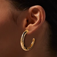 Gold-tone Star Stamped 50mm Hoop Earrings