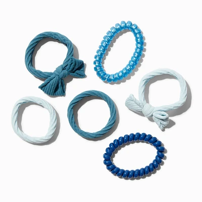 Blue Bow Mixed Hair Ties - 6 Pack
